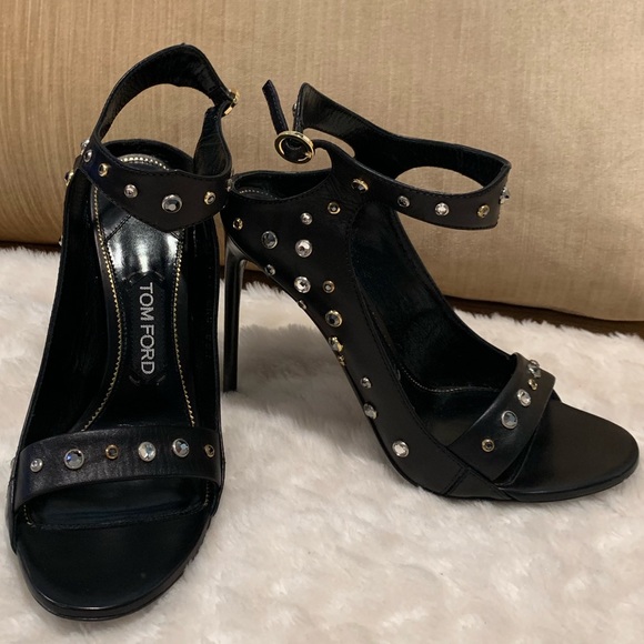 Tom Ford Black Crystal Studded Sandal - Picture 4 of 8